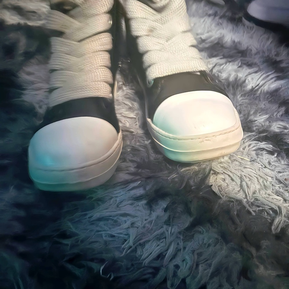 Rick Owens Black and White High-Top Sneakers